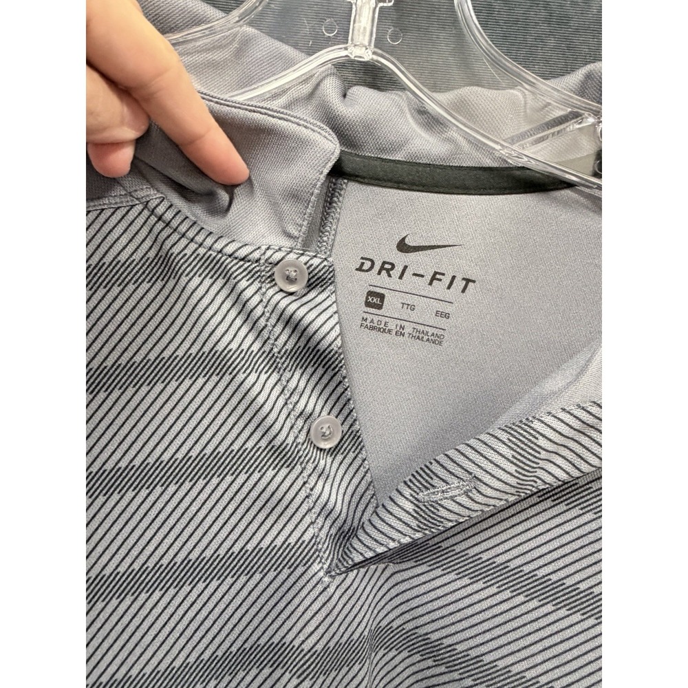 Nike Polo Shirt Mens 2XL Gray Golf Zonal Cooling Blade Collar Victory Pickleball - Picture 6 of 8